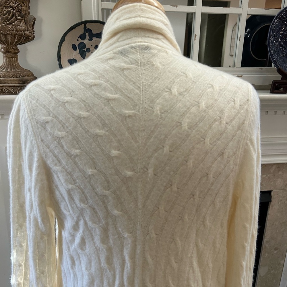 White + Warren Cashmere Textured Cream Cardigan - Picture 6 of 9